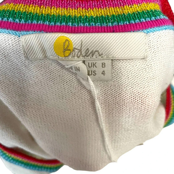 Boden Lytton Sparkle Cardigan Sweater‎ Ivory Rainbow Style US 4 - Picture 7 of 8